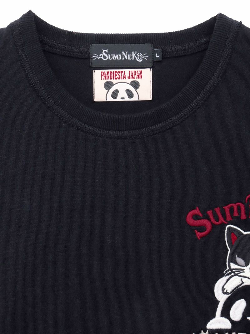  【SUMINEKO×PANDIESTA JAPAN】“墨パンダとハチワレ猫”刺繍入りTシャツ
