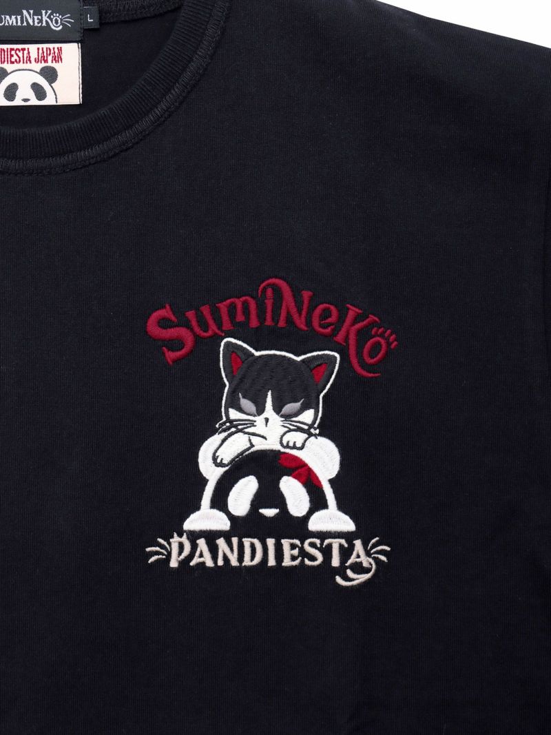  【SUMINEKO×PANDIESTA JAPAN】“墨パンダとハチワレ猫”刺繍入りTシャツ