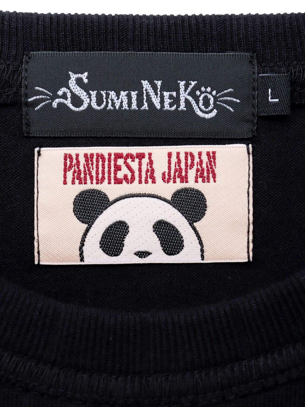  【SUMINEKO×PANDIESTA JAPAN】“墨パンダとハチワレ猫”刺繍入りTシャツ