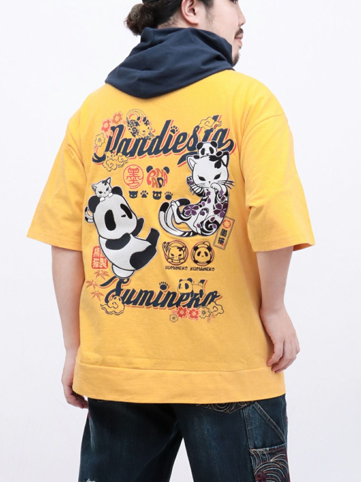  【PANDIESTA JAPAN×SUMINEKO】“仲良し”配色切替BIGシルエット 半袖プルパーカー