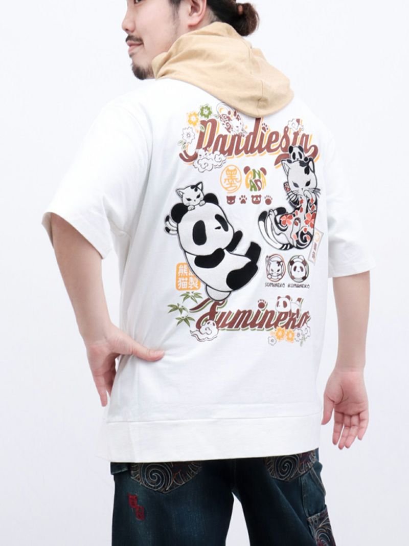  【PANDIESTA JAPAN×SUMINEKO】“仲良し”配色切替BIGシルエット 半袖プルパーカー