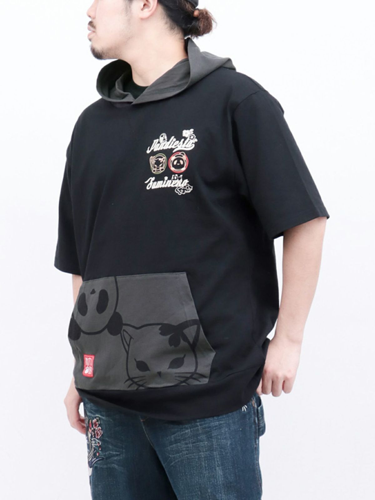  【PANDIESTA JAPAN×SUMINEKO】“仲良し”配色切替BIGシルエット 半袖プルパーカー