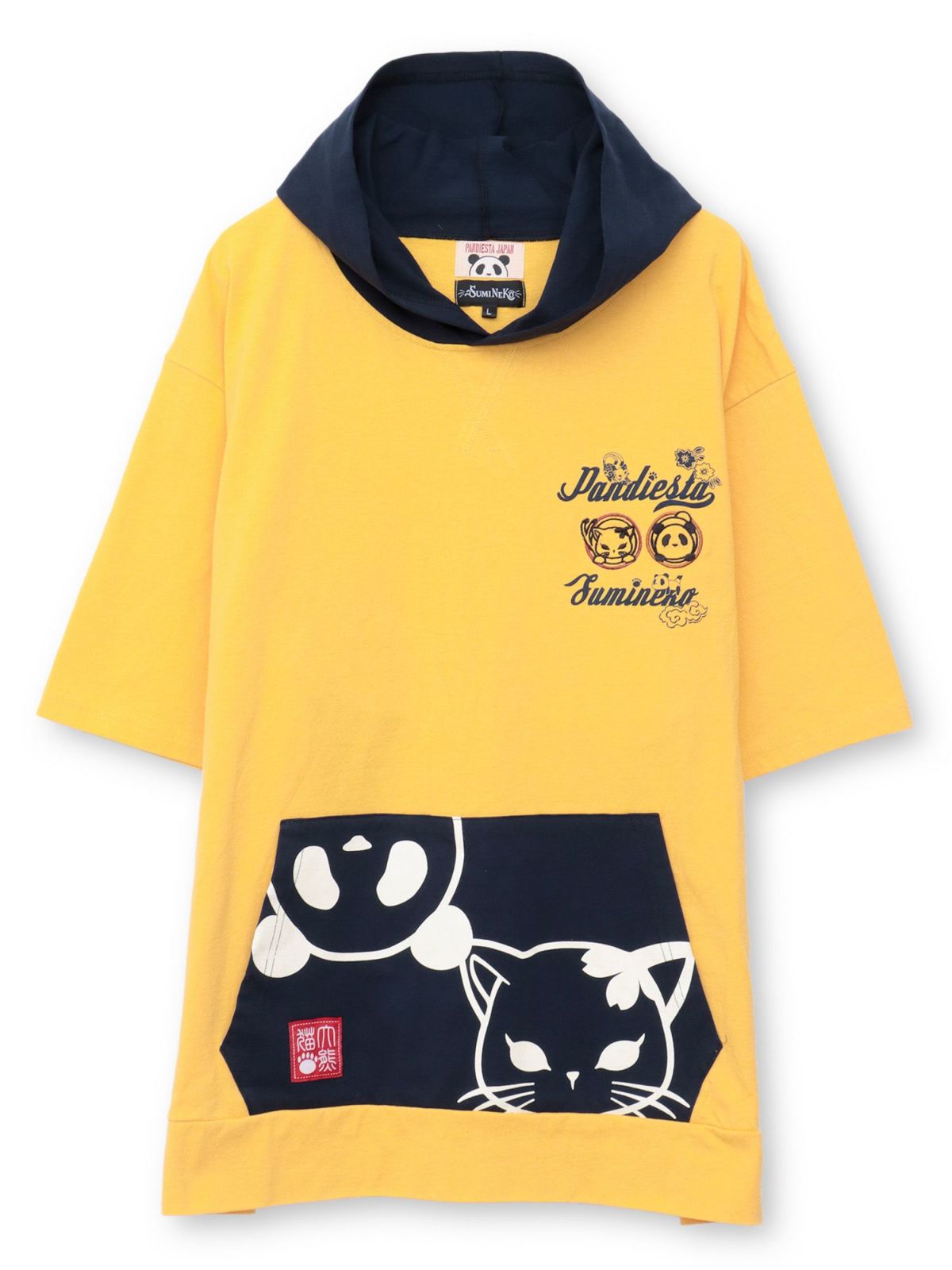  【PANDIESTA JAPAN×SUMINEKO】“仲良し”配色切替BIGシルエット 半袖プルパーカー