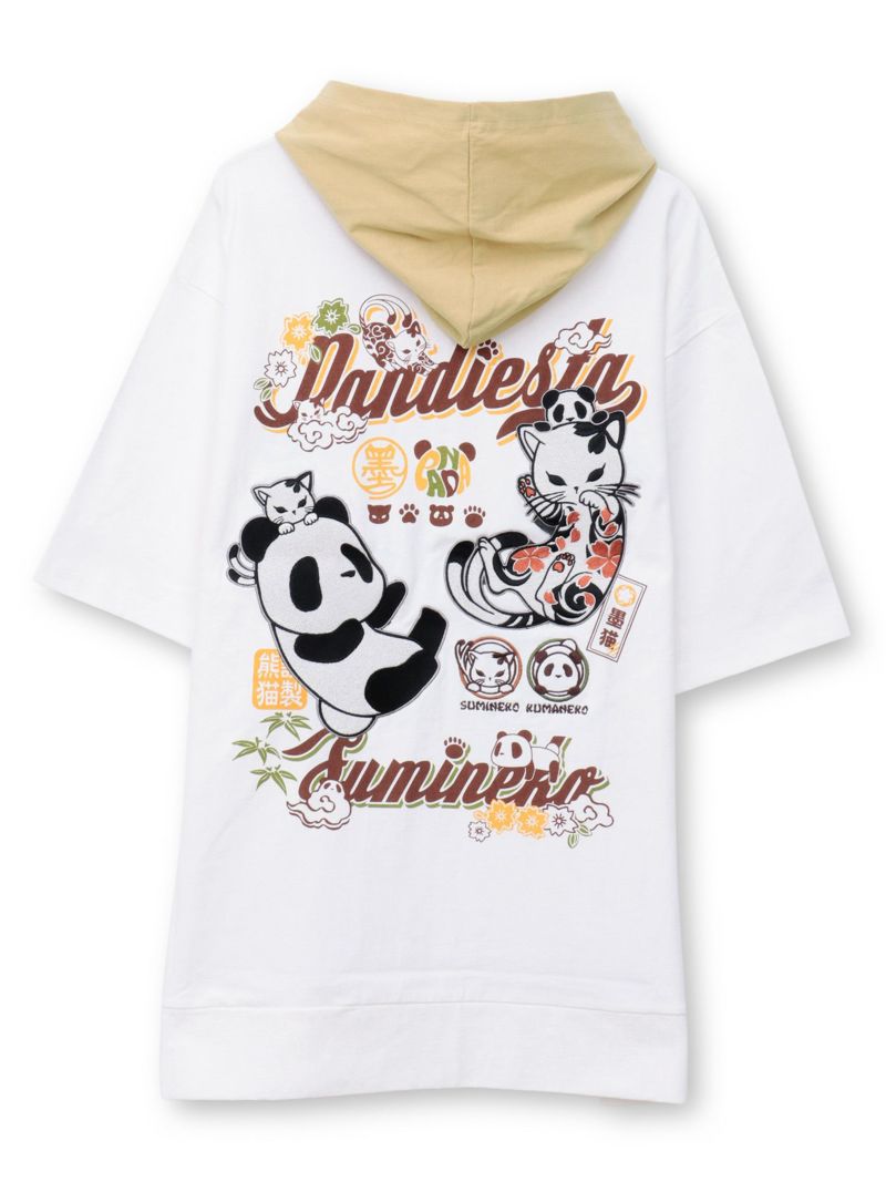  【PANDIESTA JAPAN×SUMINEKO】“仲良し”配色切替BIGシルエット 半袖プルパーカー