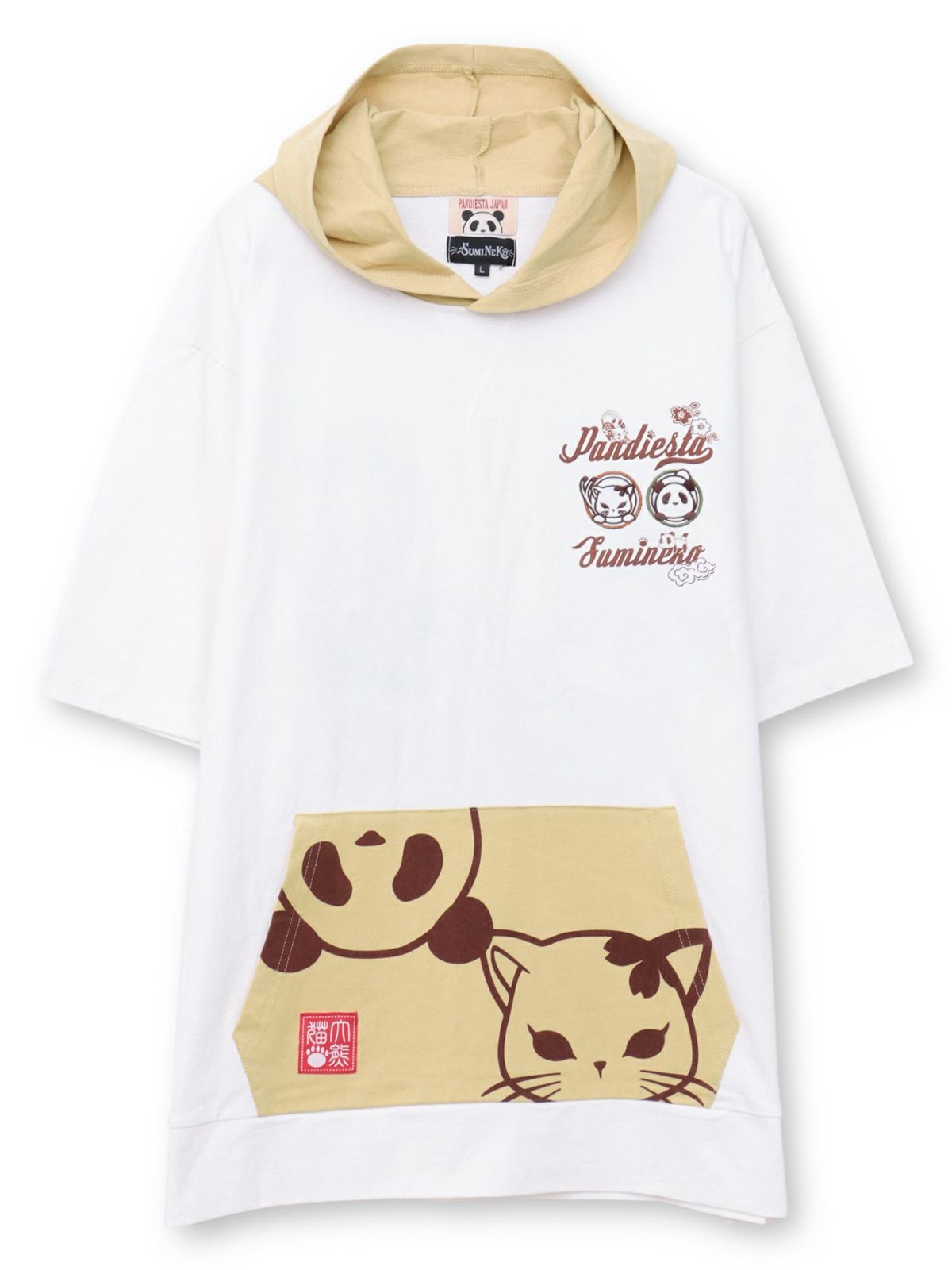  【PANDIESTA JAPAN×SUMINEKO】“仲良し”配色切替BIGシルエット 半袖プルパーカー