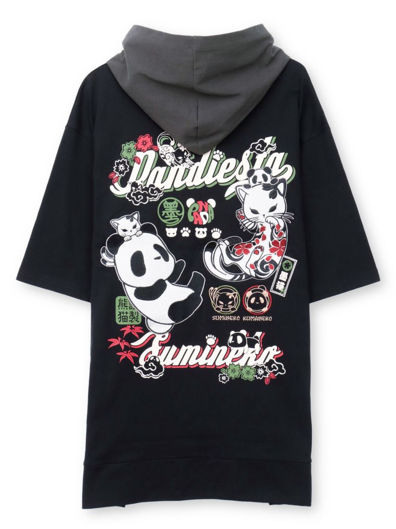  【PANDIESTA JAPAN×SUMINEKO】“仲良し”配色切替BIGシルエット 半袖プルパーカー