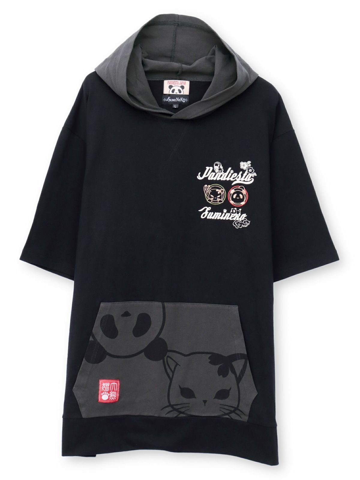  【PANDIESTA JAPAN×SUMINEKO】“仲良し”配色切替BIGシルエット 半袖プルパーカー