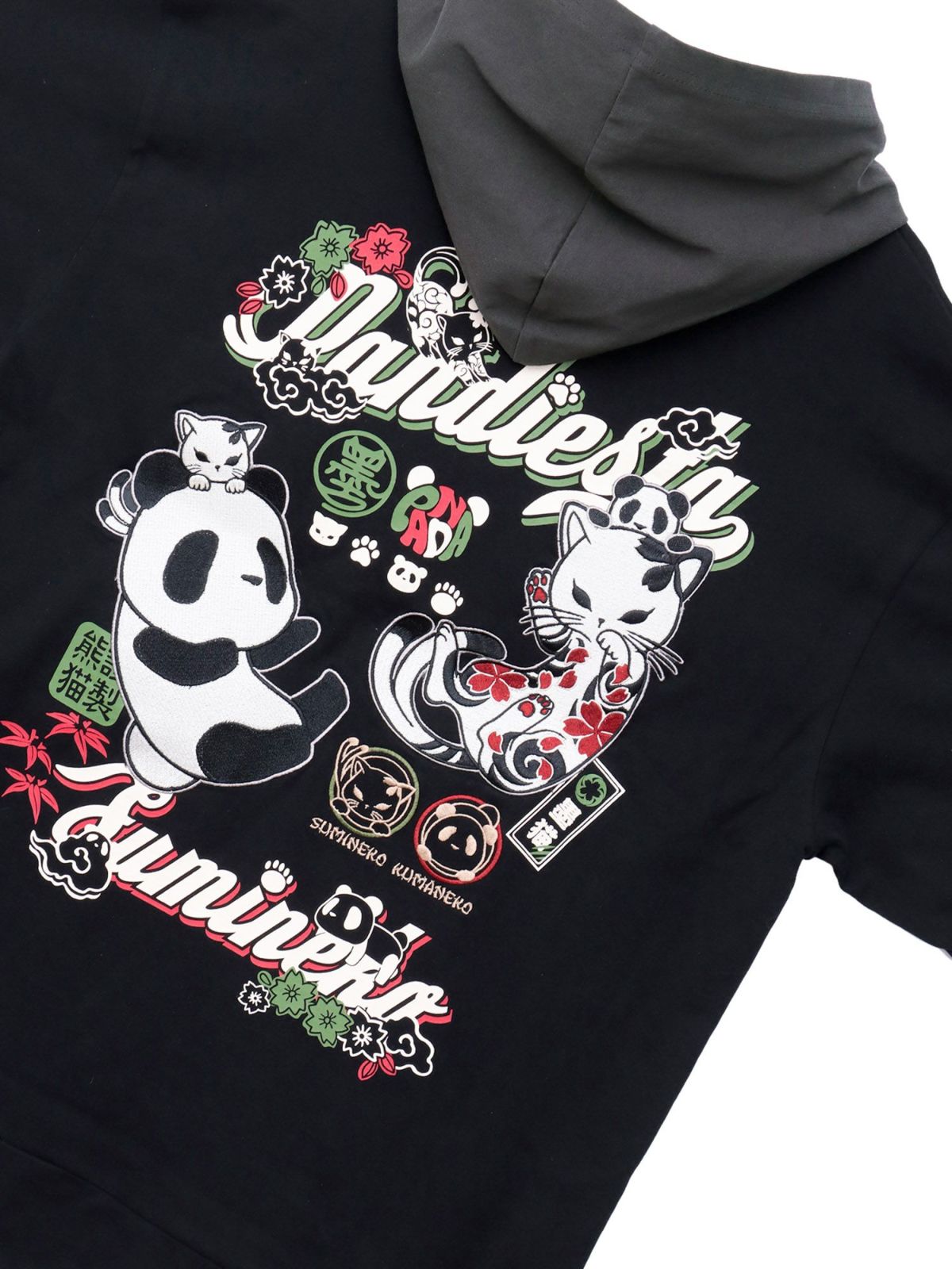  【PANDIESTA JAPAN×SUMINEKO】“仲良し”配色切替BIGシルエット 半袖プルパーカー