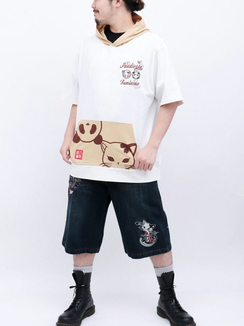  【PANDIESTA JAPAN×SUMINEKO】“仲良し”配色切替BIGシルエット 半袖プルパーカー