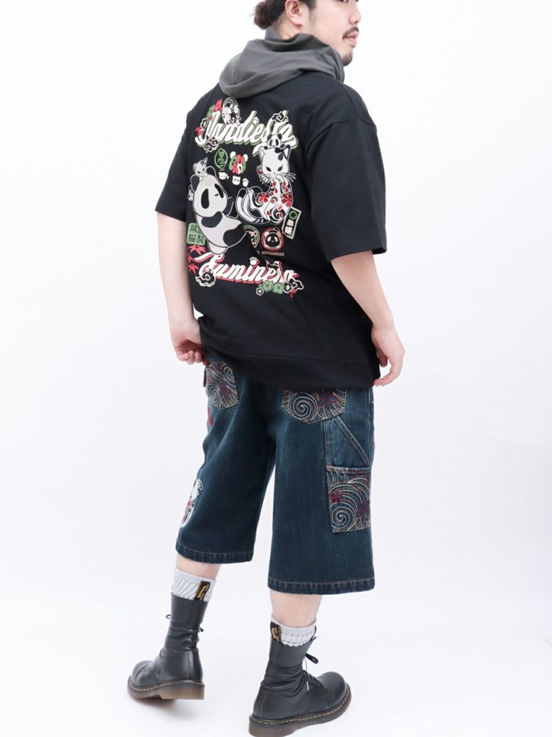  【PANDIESTA JAPAN×SUMINEKO】“仲良し”配色切替BIGシルエット 半袖プルパーカー