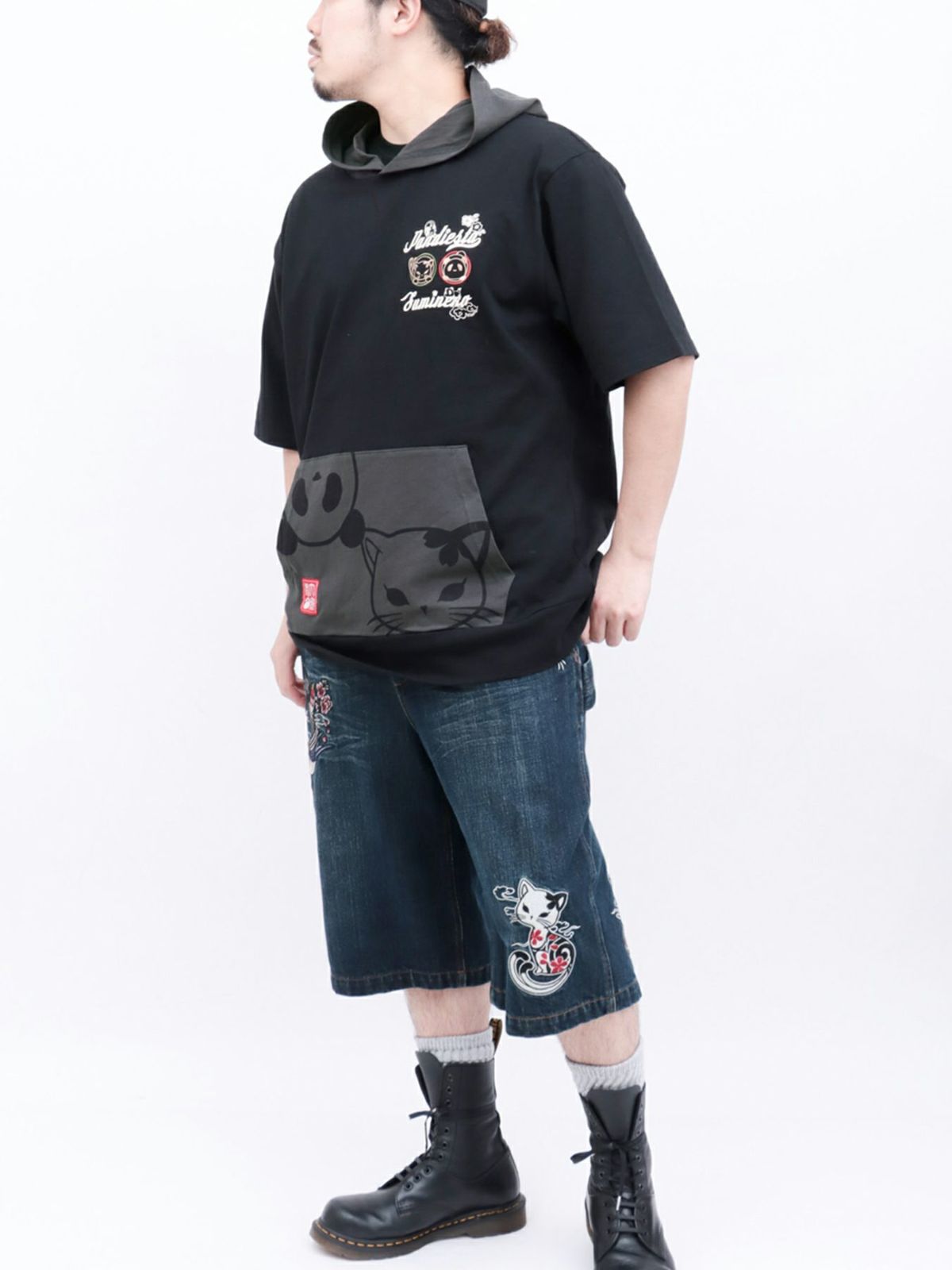  【PANDIESTA JAPAN×SUMINEKO】“仲良し”配色切替BIGシルエット 半袖プルパーカー