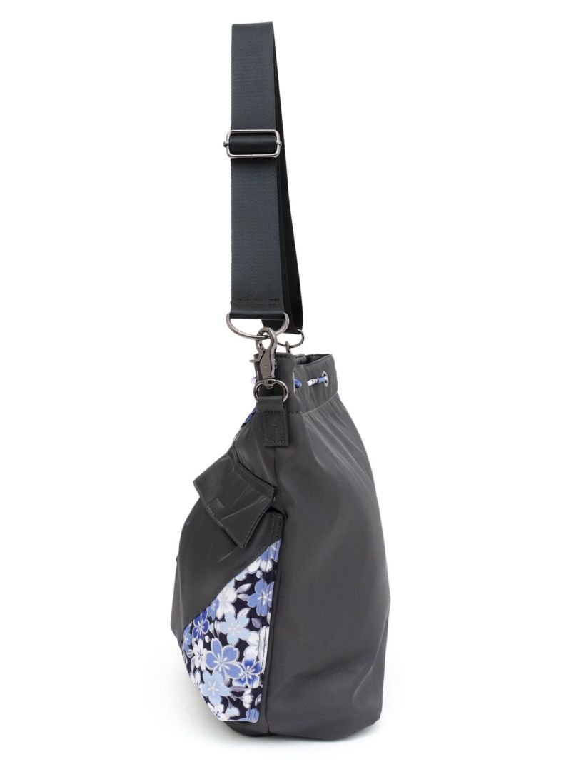 【雅結】桜刺繍 和生地遣い2WAY巾着ショルダーバッグ