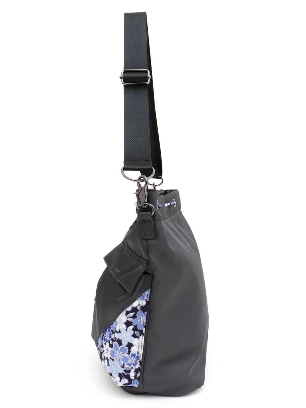 【雅結】桜刺繍 和生地遣い2WAY巾着ショルダーバッグ