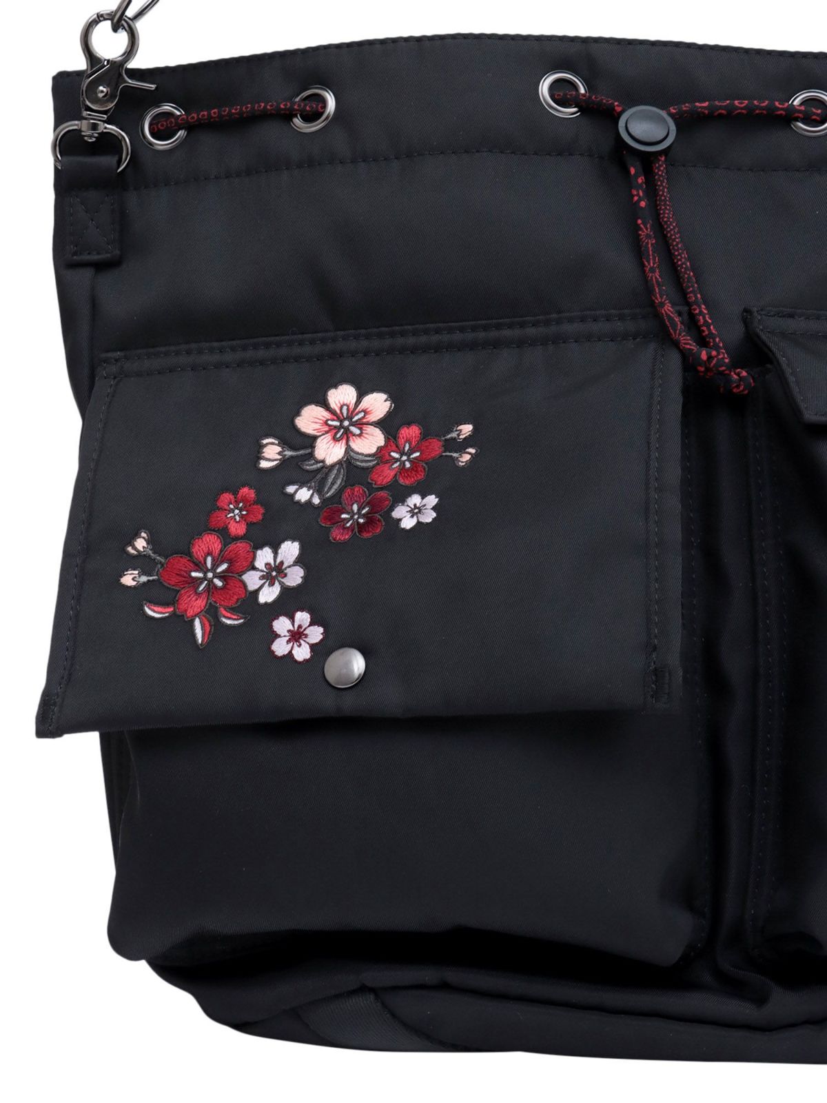 【雅結】桜刺繍 和生地遣い2WAY巾着ショルダーバッグ