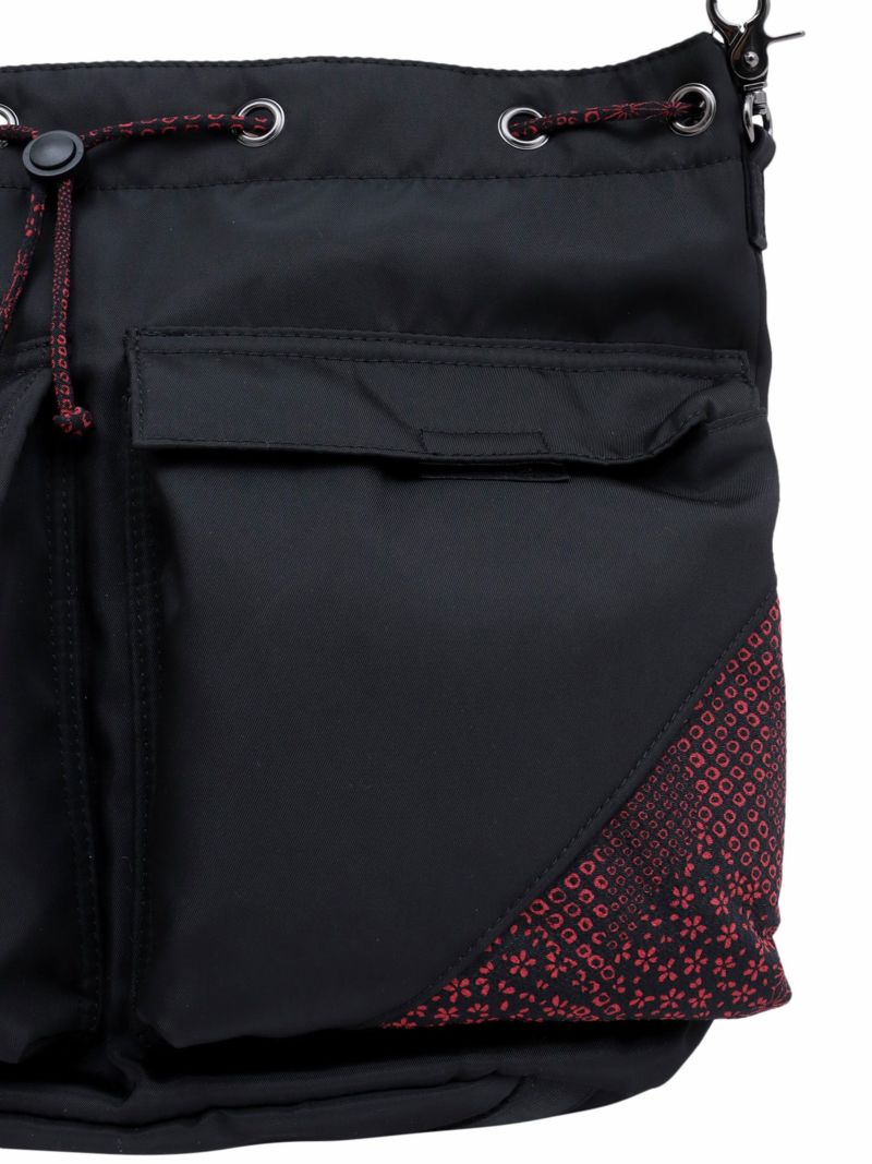 【雅結】桜刺繍 和生地遣い2WAY巾着ショルダーバッグ