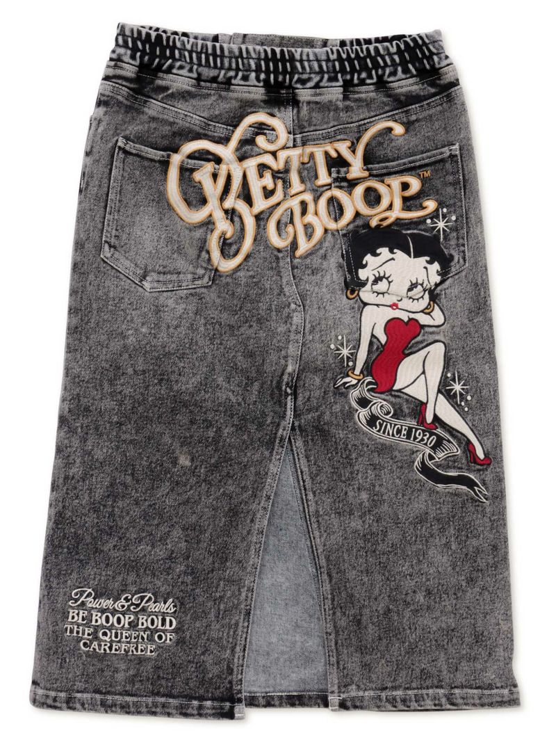【The BRAVE-MAN×BETTY BOOP】総刺繍スリット デニムスカート
