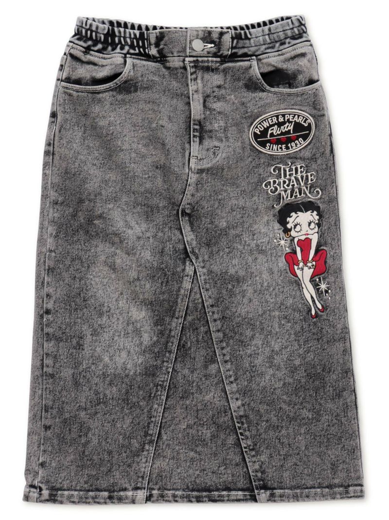 【The BRAVE-MAN×BETTY BOOP】総刺繍スリット デニムスカート