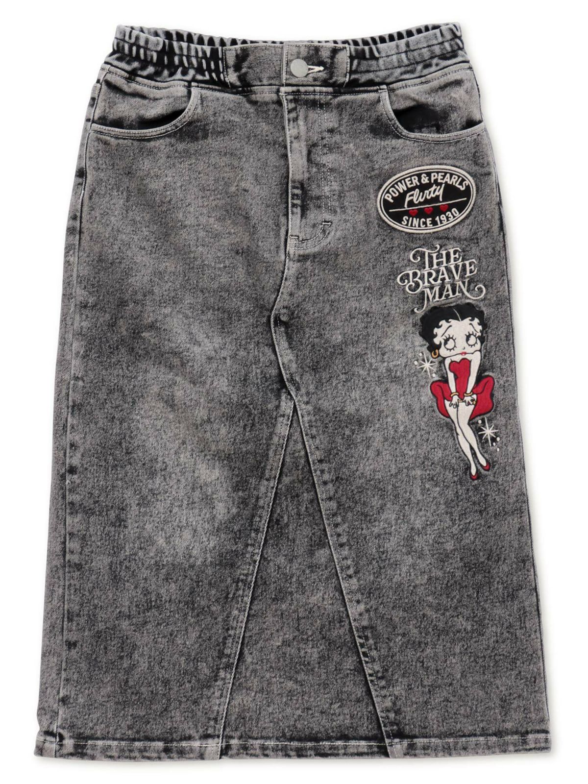 【The BRAVE-MAN×BETTY BOOP】総刺繍スリット デニムスカート