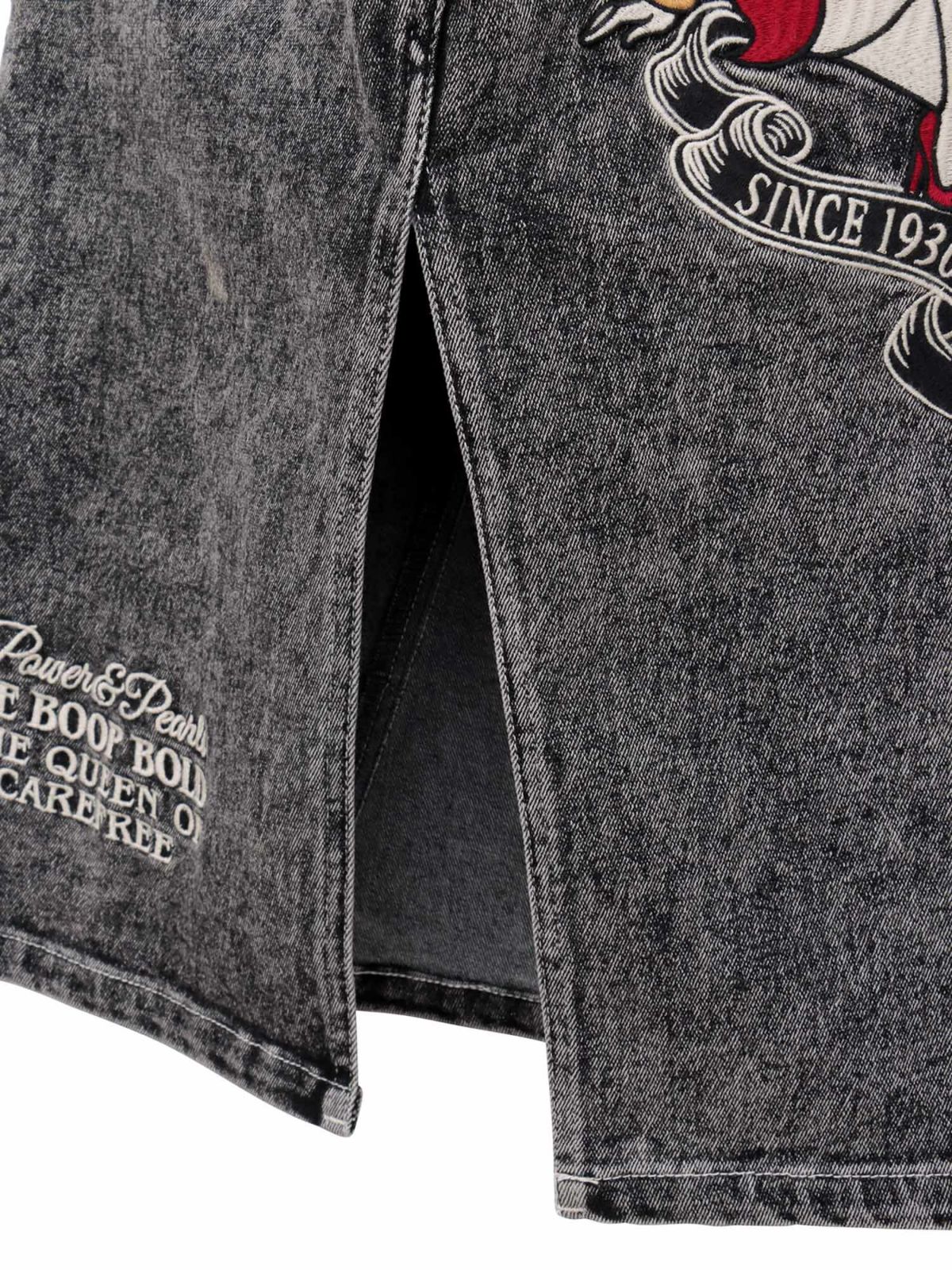 【The BRAVE-MAN×BETTY BOOP】総刺繍スリット デニムスカート