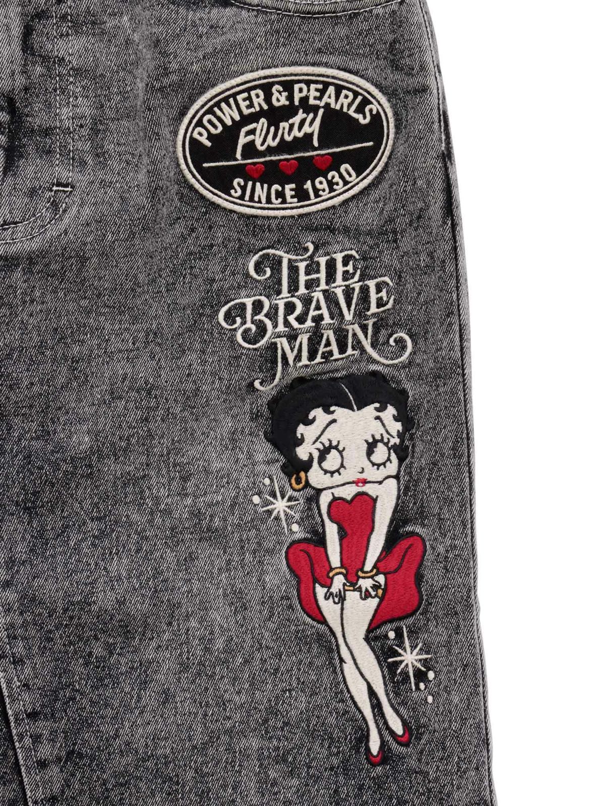 【The BRAVE-MAN×BETTY BOOP】総刺繍スリット デニムスカート