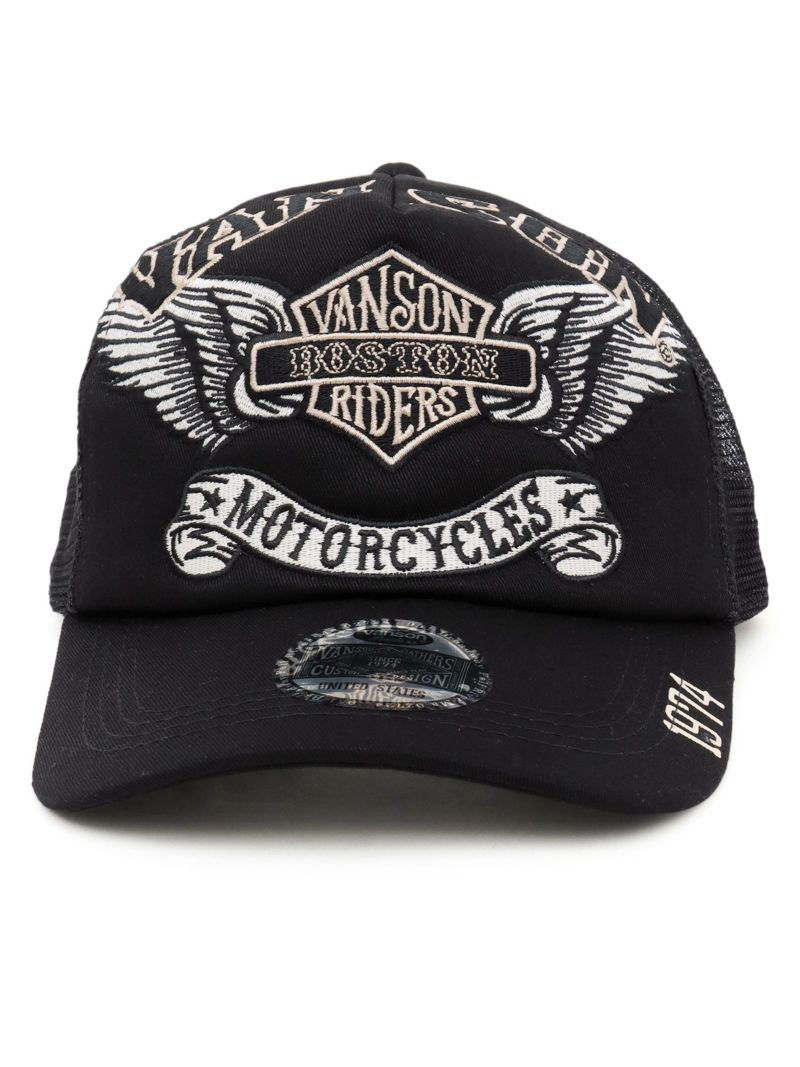 【VANSON】エンブレムウイング ツイルメッシュキャップ