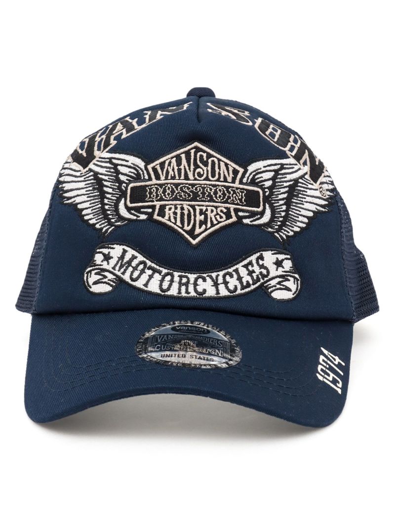 【VANSON】エンブレムウイング ツイルメッシュキャップ