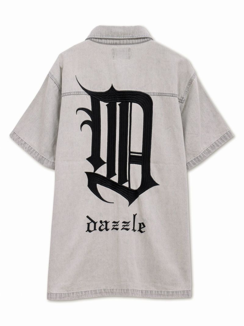  【DAZZLE】総刺繍 半袖デニムシャツ
