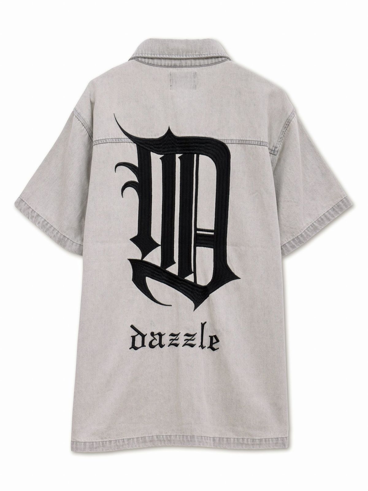  【DAZZLE】総刺繍 半袖デニムシャツ