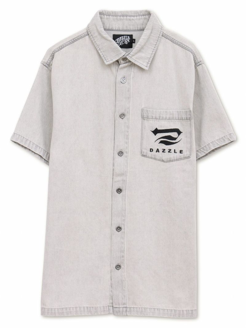  【DAZZLE】総刺繍 半袖デニムシャツ