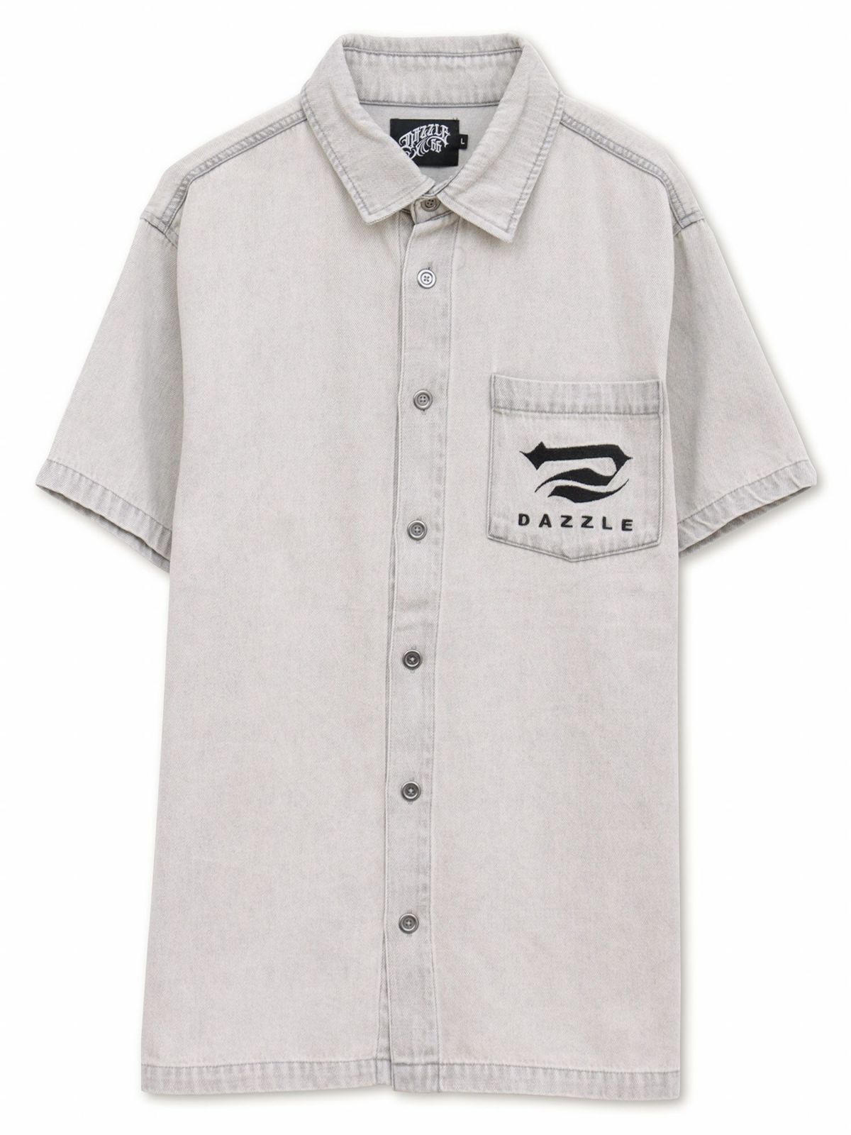  【DAZZLE】総刺繍 半袖デニムシャツ