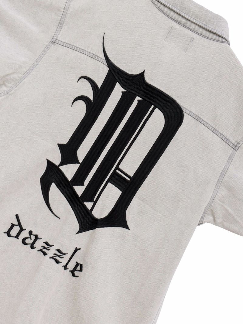  【DAZZLE】総刺繍 半袖デニムシャツ