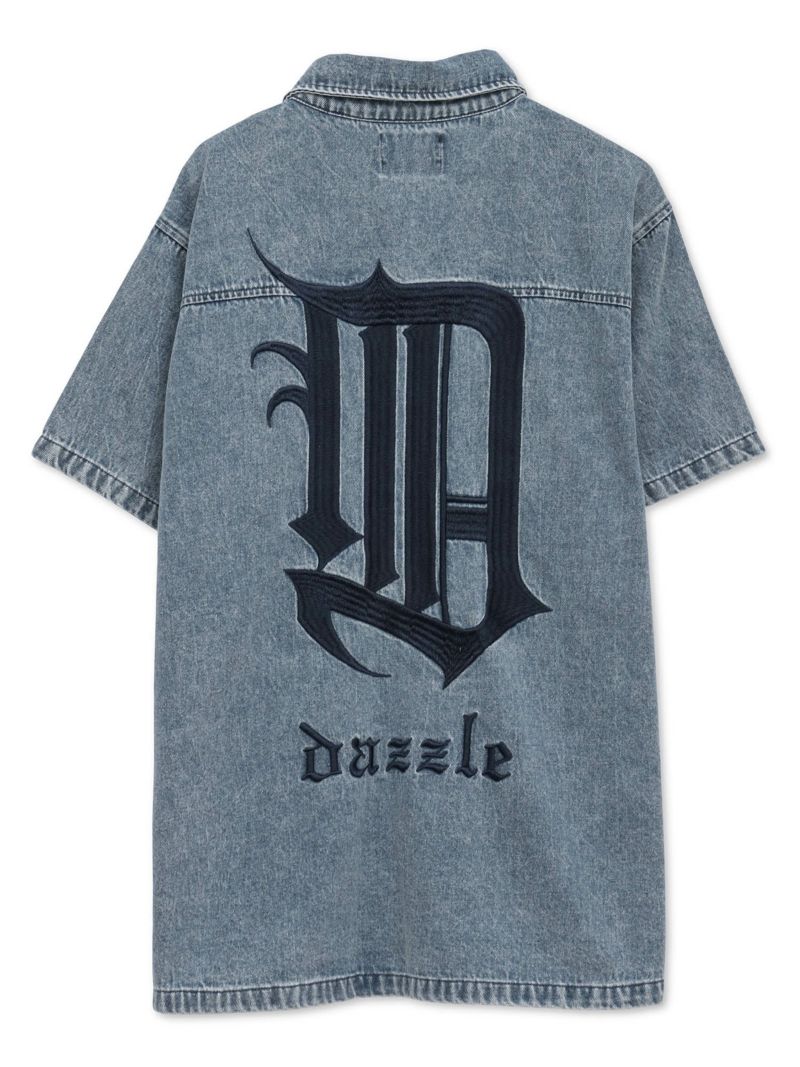  【DAZZLE】総刺繍 半袖デニムシャツ