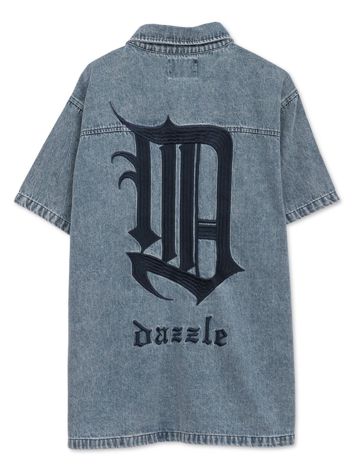  【DAZZLE】総刺繍 半袖デニムシャツ