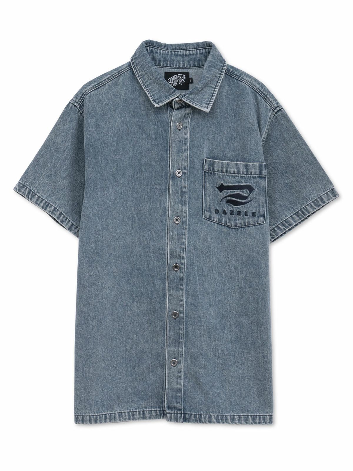  【DAZZLE】総刺繍 半袖デニムシャツ
