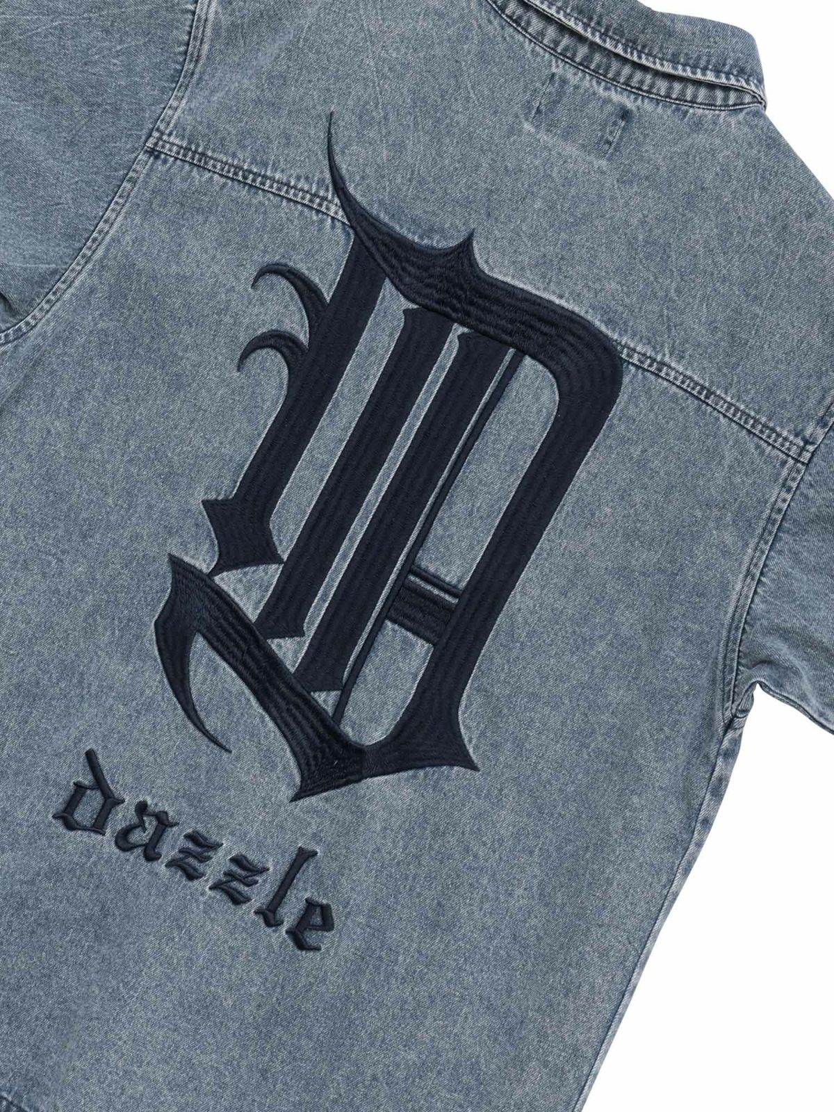  【DAZZLE】総刺繍 半袖デニムシャツ