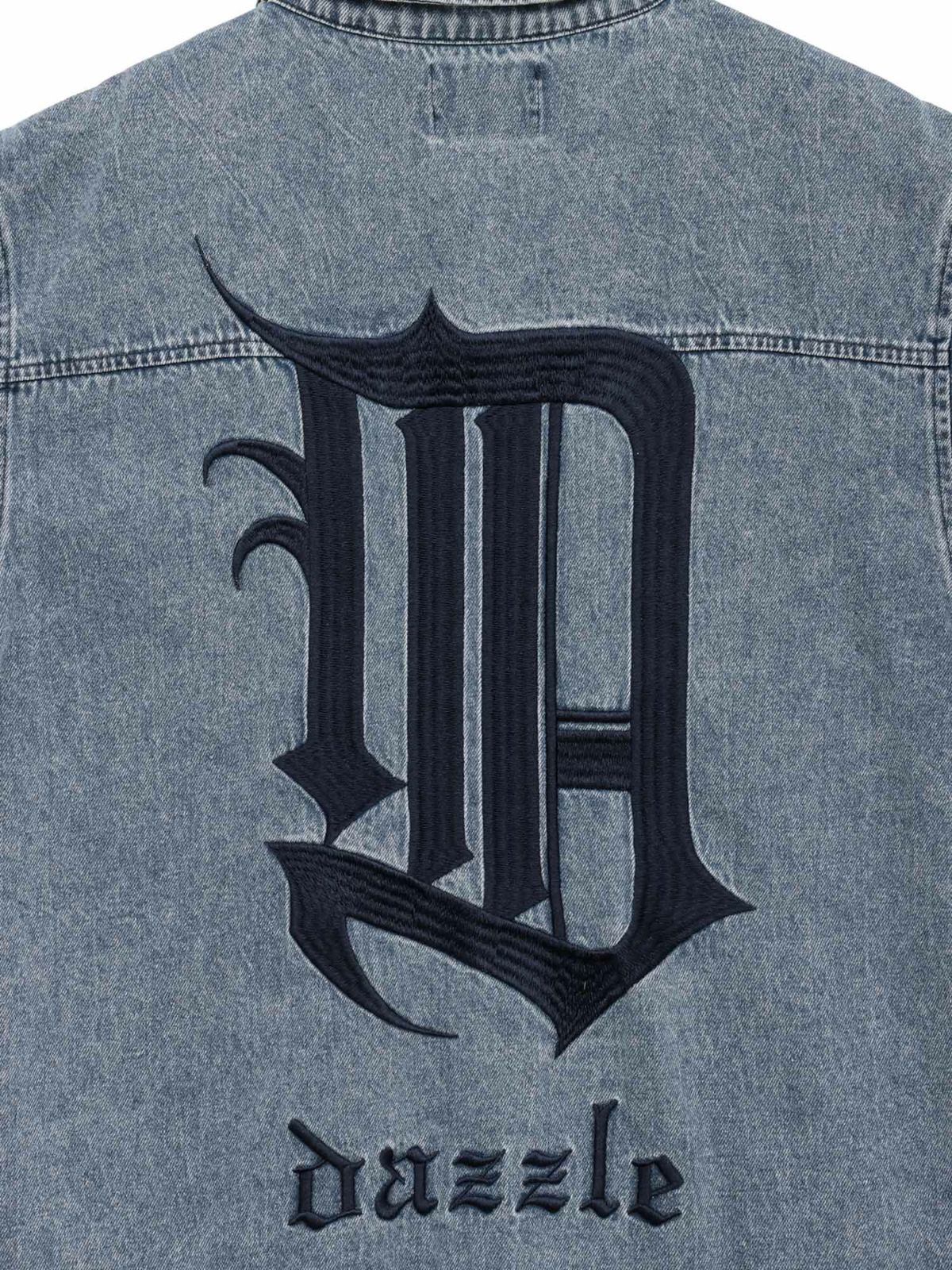  【DAZZLE】総刺繍 半袖デニムシャツ