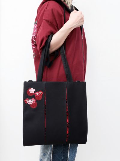 【雅結】<br>桜刺繍 和生地切り替え2WAYタックトートバッグ