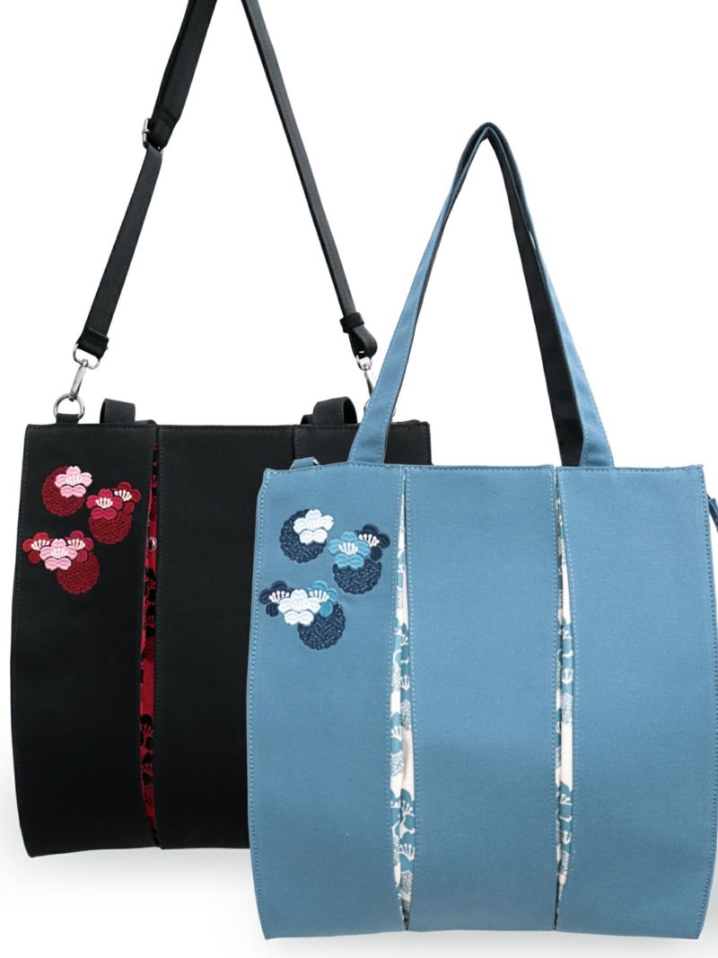【雅結】桜刺繍 和生地切り替え2WAYタックトートバッグ