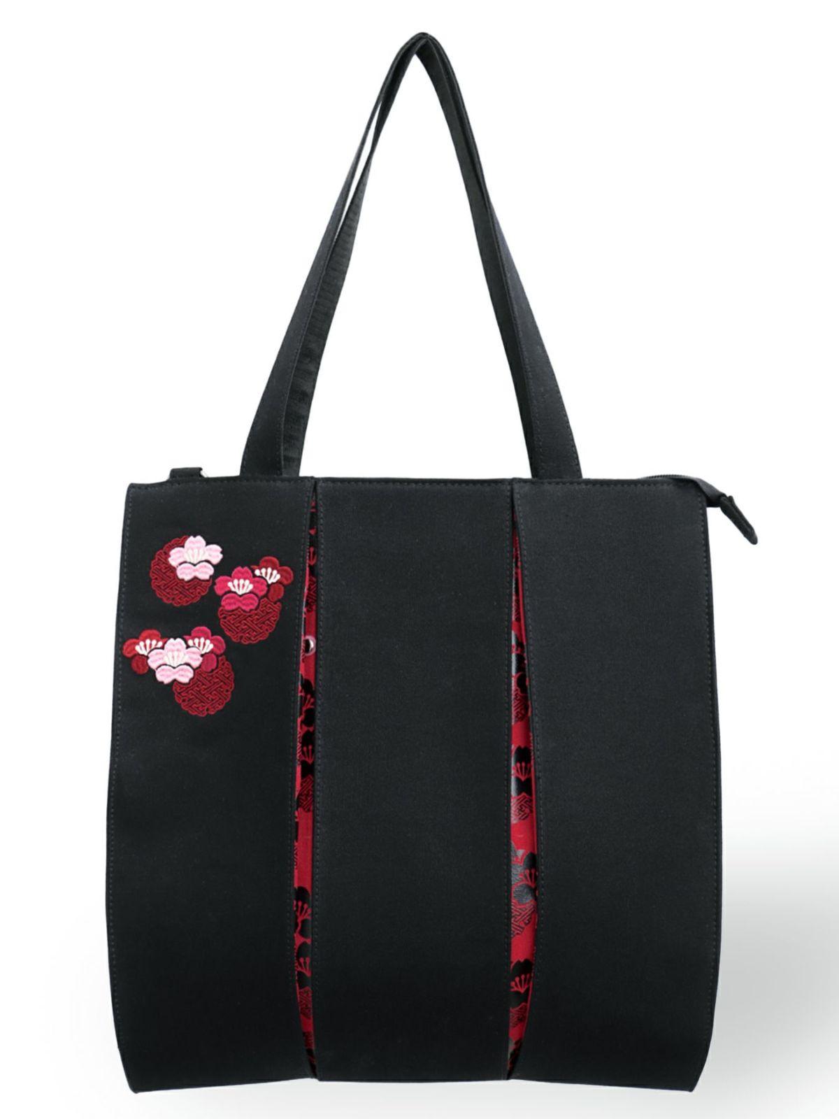 【雅結】桜刺繍 和生地切り替え2WAYタックトートバッグ