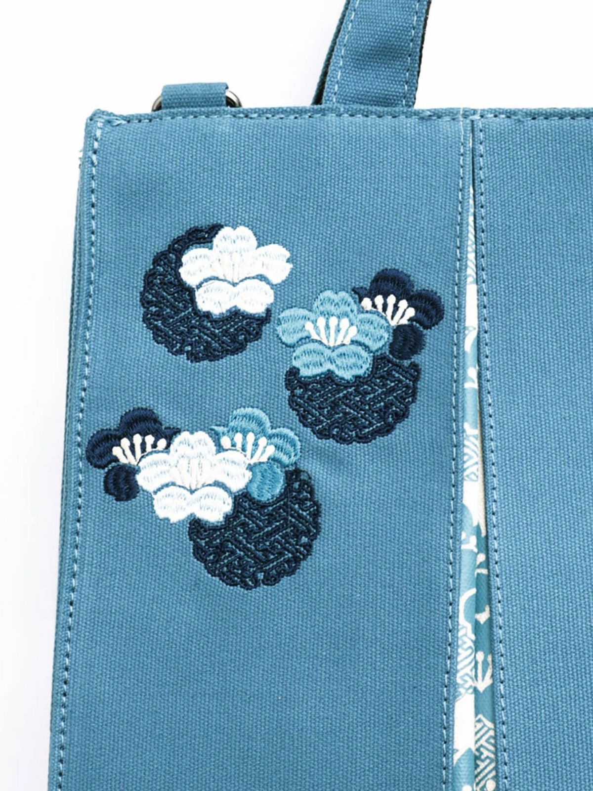【雅結】桜刺繍 和生地切り替え2WAYタックトートバッグ