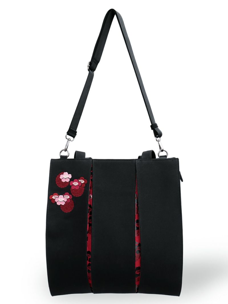 【雅結】桜刺繍 和生地切り替え2WAYタックトートバッグ