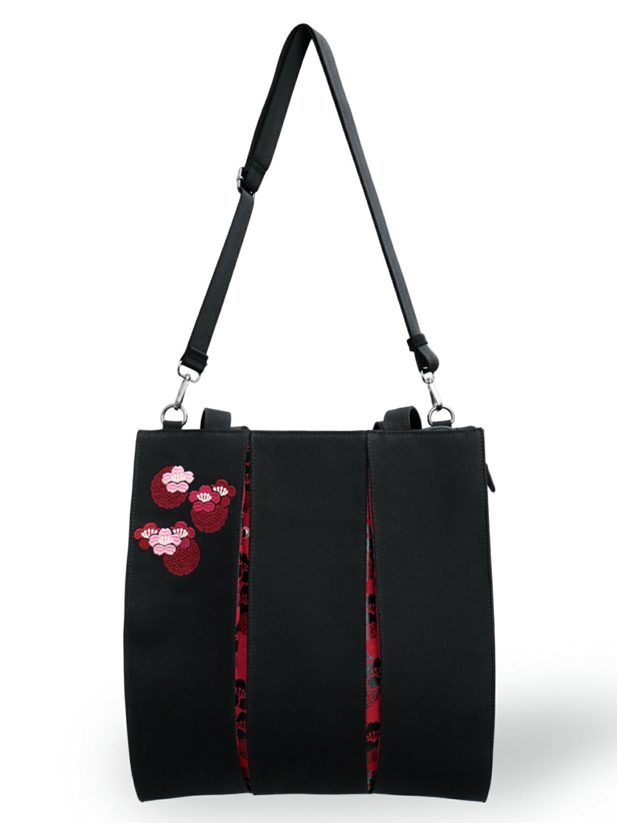 【雅結】桜刺繍 和生地切り替え2WAYタックトートバッグ