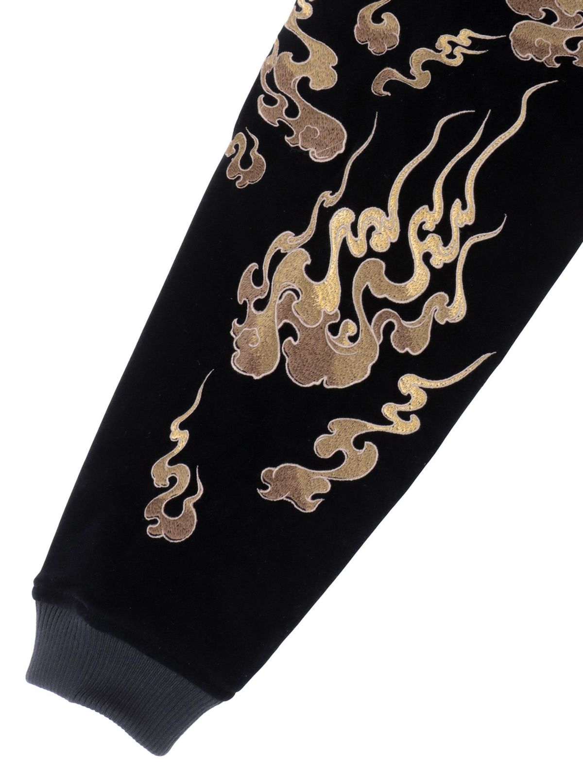 【絡繰魂・粋】“火炎九尾”総刺繍 ベロア素材スカジャン