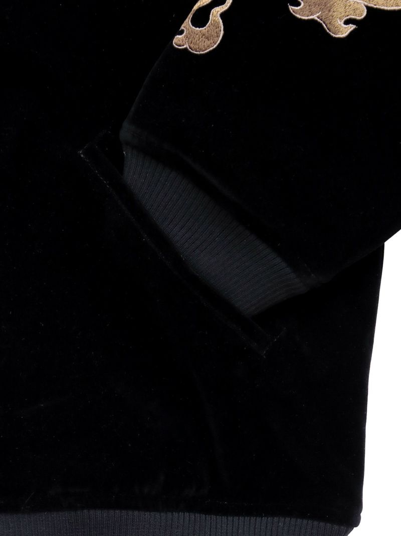 【絡繰魂・粋】“火炎九尾”総刺繍 ベロア素材スカジャン