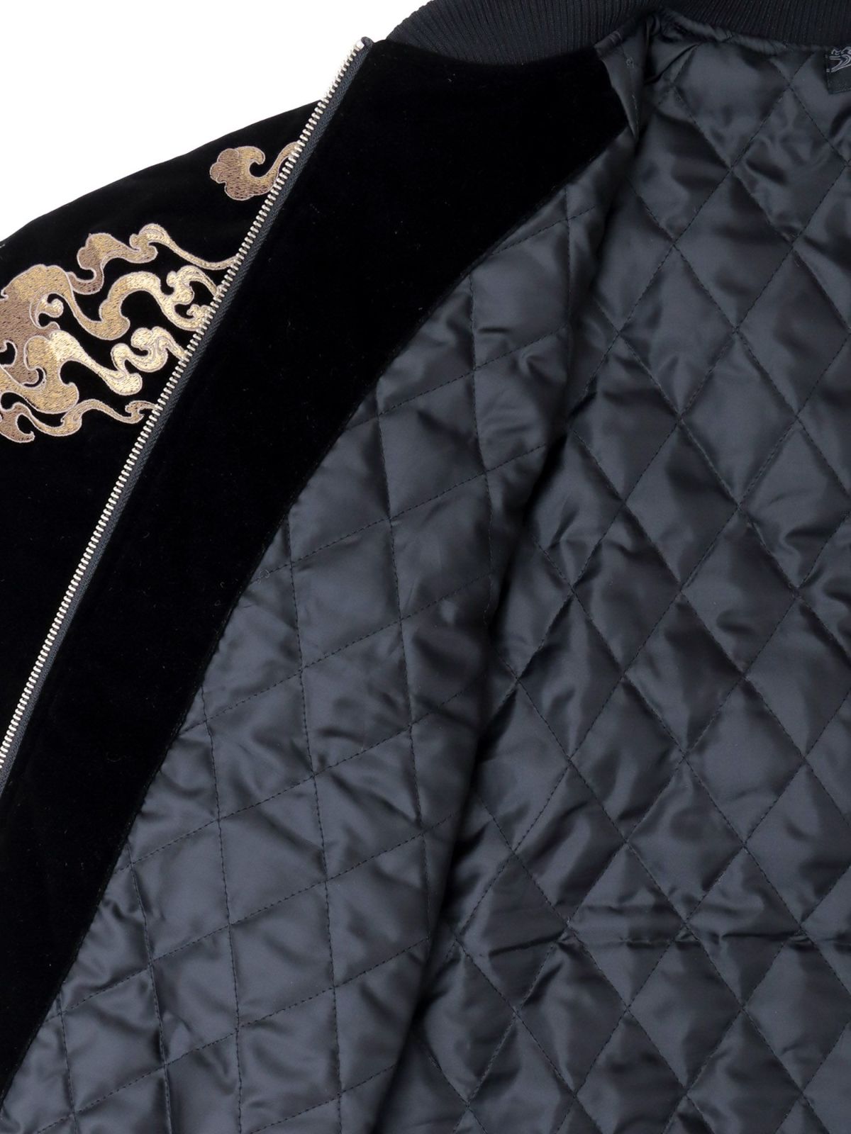 【絡繰魂・粋】“火炎九尾”総刺繍 ベロア素材スカジャン