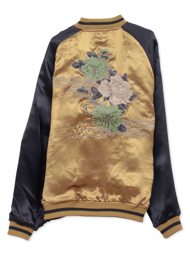 【絡繰魂・粋】“麒麟と菊牡丹”総刺繍リバーシブルスカジャン