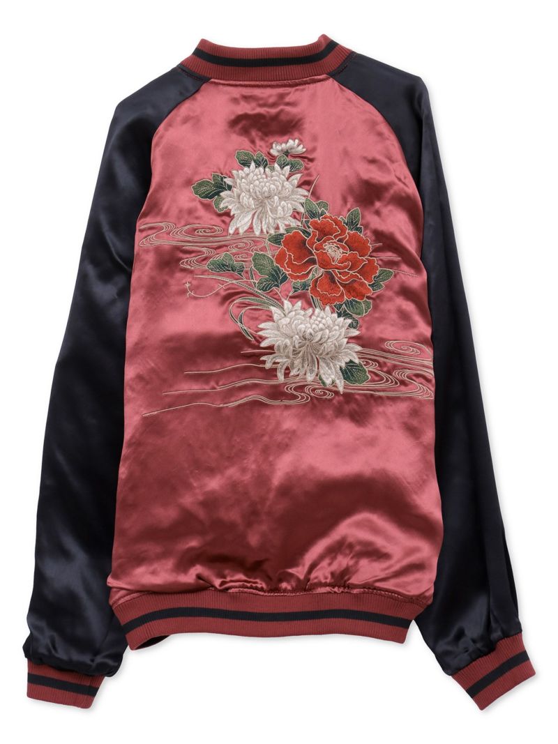 【絡繰魂・粋】“麒麟と菊牡丹”総刺繍リバーシブルスカジャン