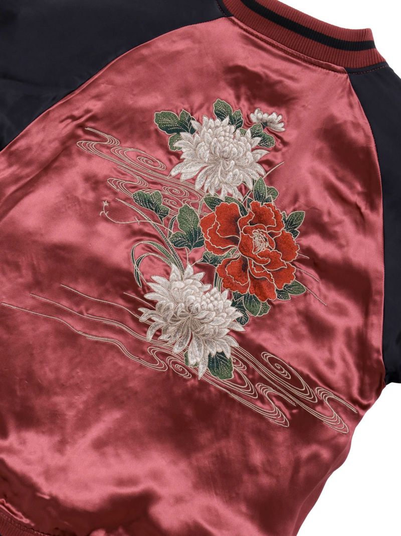 【絡繰魂・粋】“麒麟と菊牡丹”総刺繍リバーシブルスカジャン