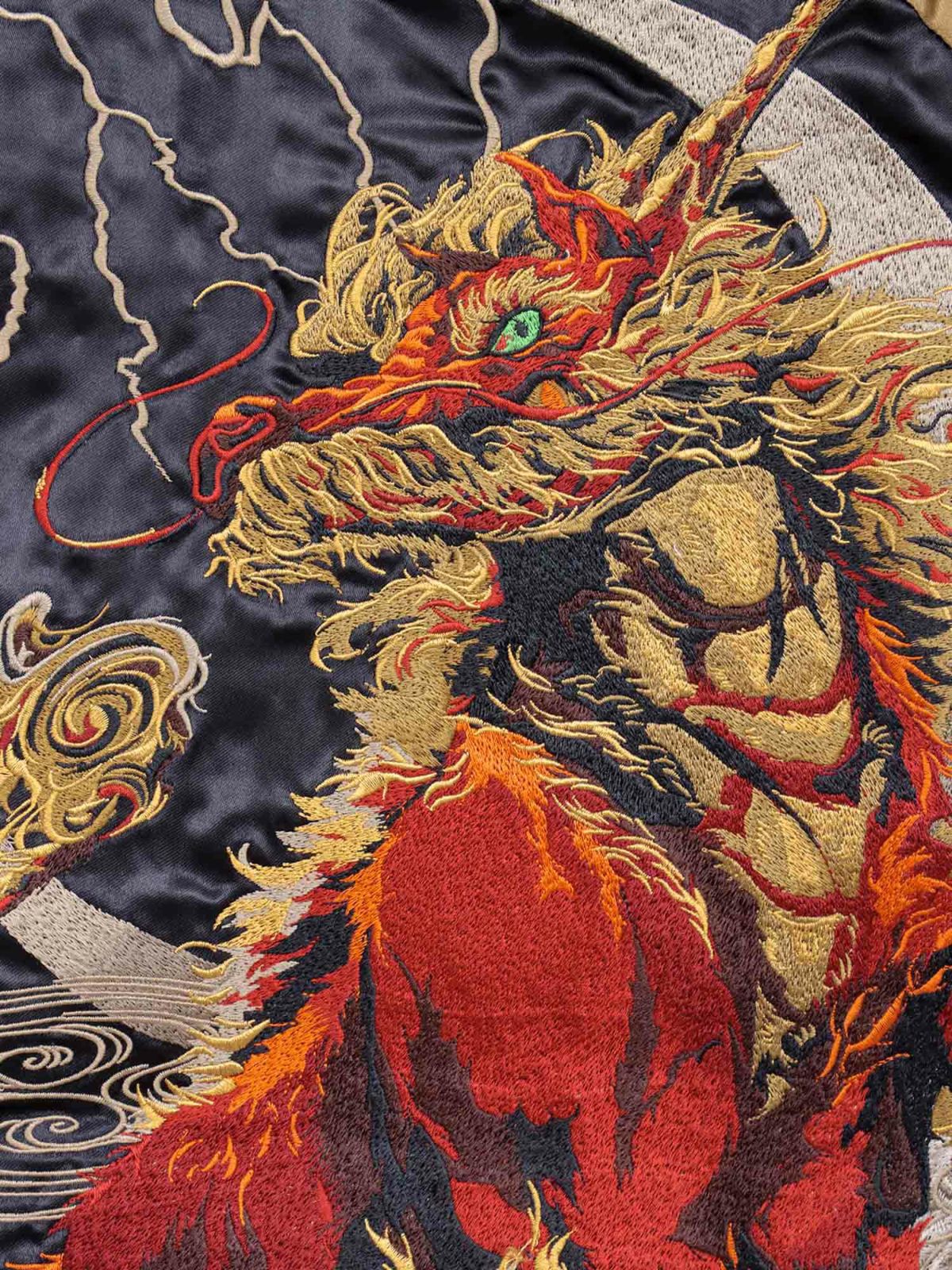 【絡繰魂・粋】“麒麟と菊牡丹”総刺繍リバーシブルスカジャン