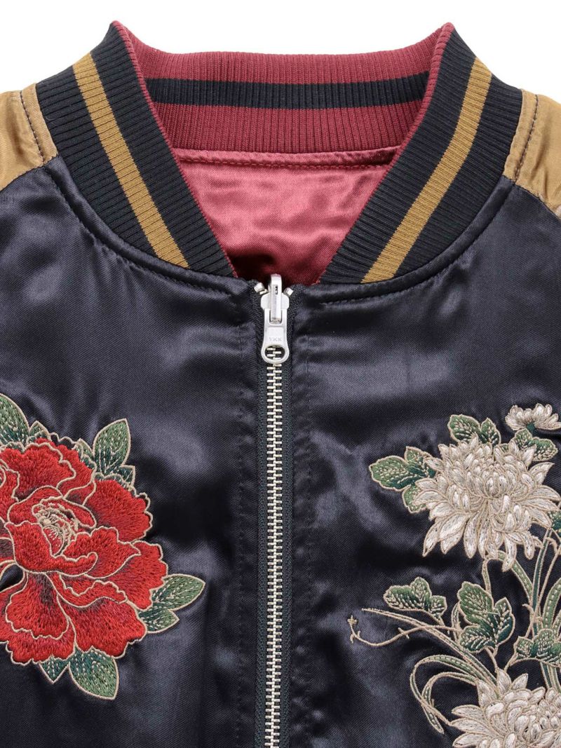 【絡繰魂・粋】“麒麟と菊牡丹”総刺繍リバーシブルスカジャン